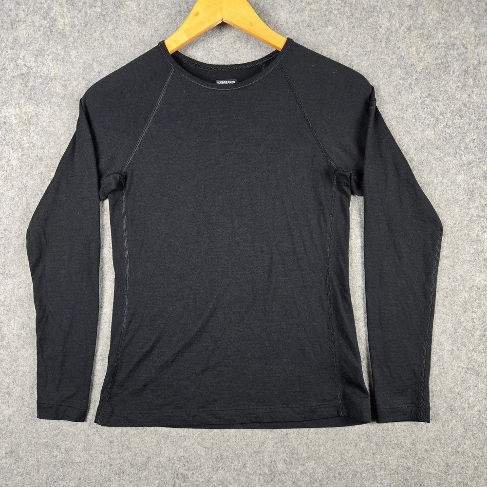 Icebreaker Merino 200 Base Layer Kids 12 Black Long Sleeve Thermal Shirt Top